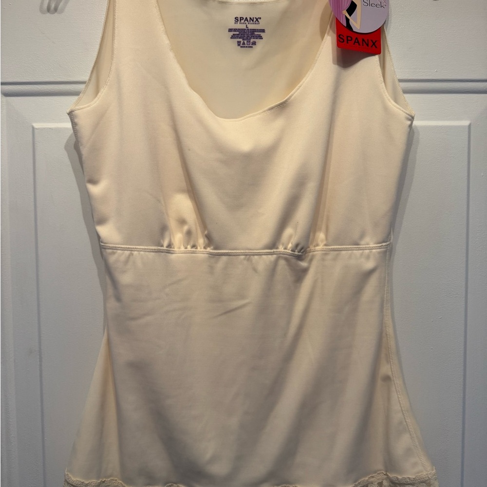 SPANX Cream Sleek Tank Shaper with Lace Trim